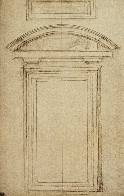 Architectonische studie voor een raam door Michelangelo Buonarroti